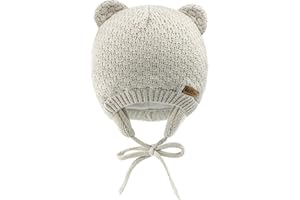 SEYUFN Babymütze, für Jungen und Mädchen, gestrickte Hündchen für Babys und Kleinkinder, mit Fleece-Futter, 0-36 Monate