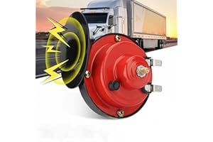 TORCARVH Zughörner Autohupe Auto Luft elektrisches Schneckenhorn 300 dB super lautes Lufthorn wasserdicht Kfz Zubehör universell für Auto LKW Motorrad Boot(Rot, 12V, 1 STÜCK)