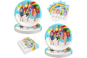 Omto 40pcs Rainbow High Dolls Party Supplies Include 20 Plates, 20 Napkins for The Rainbow High Dolls Birthday Party Decoration