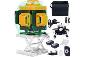 ANGEL KISS Laser Level 360° x 4D Self-Leveling Green Beam Cross Line Laser Tool, 2 Vertical & 2 Horizontal Line 360 Green Laser Level, with 2 Rechargeable Batteries Magnetic Lifting Base Lazer Level - 12Pcs/Set
