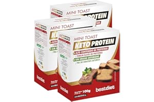 BEST DIET Keto Protein Bestdiet - Mini Toast - Haute teneur en protéines - Aide à stimuler la combustion des graisses - (Pack 3 x 100 g)