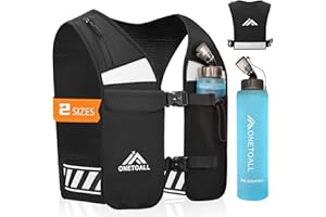 ONETOALL Laufweste für Damen und Herren, Running Vest Leicht, Reflektierende Trinkweste Laufen, Verstellbare Jogging Weste mit Laufhandytasche, Lauf Weste mit 6 Taschen für Marathon, Joggen, Radfahren