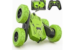 SGILE RC Stunt Car, Remote Control Car Toys with 2 Sided 360 Rotation, Direct Charge RC with Flips, Radio Controlled Cars for Boys Girls Kids Age 6+, Toy Gifts for Birthday Christmas, Green