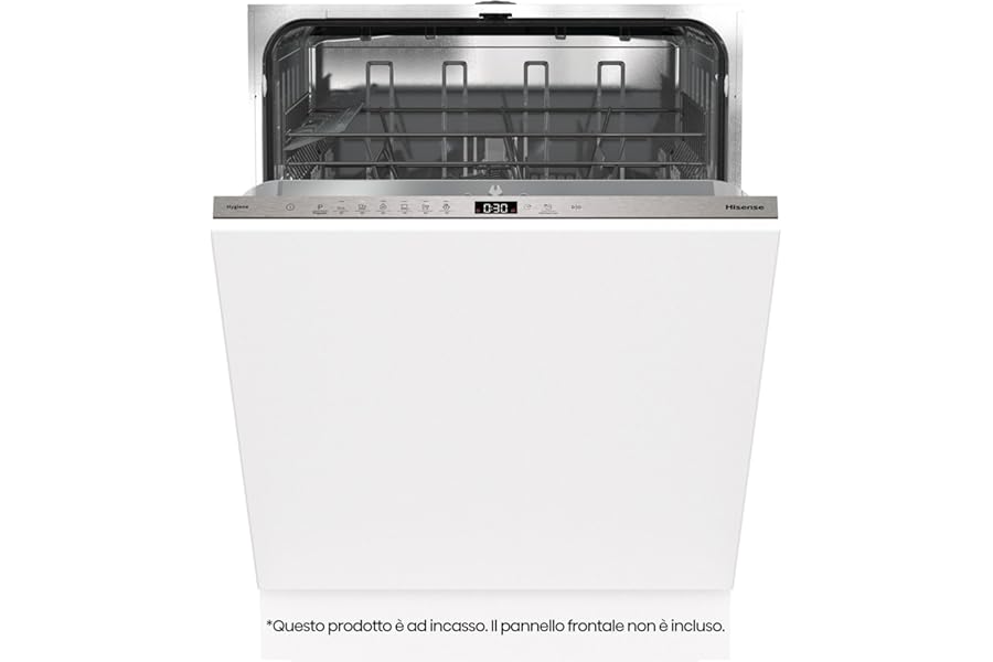 Hisense HV642E61 Built-in Dishwasher, 13 Places, 9.6 Litres, 6 Programs, Adjustable Basket, Delay Start, 1 Hour Quick Program, Total AquaStop, Touch Control, 47 dB, Class E