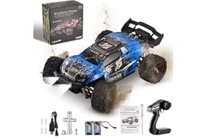 Lischwert Coche teledirigido,1:18 Motor sin escobillas 60 km/h, camión Monster RC 4WD de 2,4 GHz, Coche RC con 2 baterías Recargables Durante 40 min