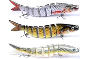 XVZ Lot de 3 Leurres de Pêche en Eau Douce et en Eau salée pour Perche et Truite, Leurres de Pêche Swimbait à couler Lentement, Cadeau de pêche pour Homme