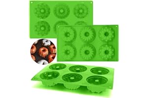 MARUKO Stampo in silicone per torte Teglia ad anello 6 cavità antiaderenti per ciambelle in silicone Mini tortiera resistente al calore per bagel Mousse Mrownies Muffin Vonfezione da 3...