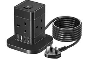 3M Cube Extension Lead with USB C, Hotimy 4 Way Plug Extension Socket with 4 USB (2 USB A & 2 USB C), Child Safety Extension Cord with Switch Black Power Strip for Home Desk Office
