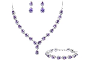 Clearine Gioielli Donna 3-Set Matrimonio Parure per Sposa - Elegante e Splendente Nuziale zircone Infinito Figure 8 Y-Collana Orecchini Braccialetto Pendenti Set