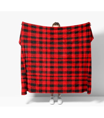 Manta De Forro Polar A Cuadros – 130x160 Cm, Roja Y Negra, Ideal Para Sofá, Cama Y Viajes