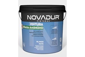 NOVADUR® Pittura bianca antimuffa per muri | STOP MOHOS E Funghi | Anti-umidità interna - esterno | Ottimo per Cucina e Bagno | 4 litri - 5 kg | Vernice acrilica setosa al tatto