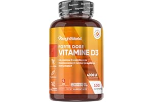 WEIGHTWORLD Vitamine D3 4000ui, 400 Micro Comprimés pour plus d'1 An d'Approvisionnement, Vit D Cholécalciférol Végétarien sans Stéarate de Magnésium, 1 Comprimé tous les 2 Jours