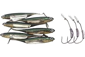 momolures Bass Lures Flashing Core Shad 4inch 5inch / Flash-J Shad Style for Pike Zander Sea fishing.