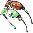 FAGUMA Sports Polarized Sunglasses For Men Cycling Driving Fishing 100% UV Protection, Z4 Red+green(2 Pack Without Glasses Case), normal