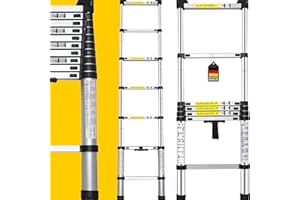 ‎CRAFTFULL 𝐂𝐑𝐀𝐅𝐓𝐅𝐔𝐋𝐋 Aluminium Teleskopleiter CF-101B | 𝟑 𝐉𝐀𝐇𝐑𝐄 𝐆𝐀𝐑𝐀𝐍𝐓𝐈𝐄 - Finger Protection - Trittleiter - Stehleiter - Ausziehleiter - Anlegeleiter (2.6 Meter Soft Close)