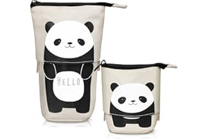CHILLSILA Federmäppchen Panda, 2-in-1 Schlampermäppchen/Ständer Bleistifthalter, Teleskopisch Mäppchen Niedliches Stifteköcher für Teenager Mädchen