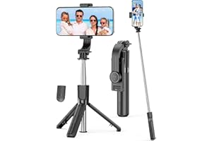 Mini Selfie Stick Stativ, Erweiterbar 4 in 1 Selfie Stange mit Abnehmbarer Fernbedienung, Smartphone Selfiestick & Tripod Tragbar Reisestativ Kompatibel mit iPhone 16/15/14/13/12/Samsung/Huawei/GoPro