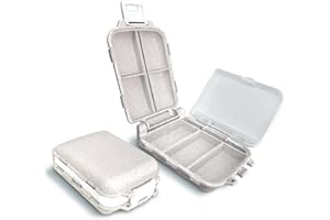 GLAUSTALOS Portapillole Giornaliero, Porta Pastiglie Portatile Medicine Pillole Organizzatore con 8 Scomparti, Resistente All'umidità, Portapillole Tascabile per Viaggi e Uso Quotidiano (Beige)