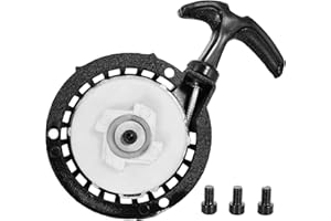 RUTU Aluminium-Legierung Rückspul-Zugstarter für 40/44-6 2-Takt 47cc 49cc Mini Moto Chopper ATV Quad Dirt Pocket Bike Scooter 4 Wheeler, Nylon Zahnrad Mini Easy Pull Starter mit Schrauben Schwarz