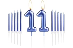 MCISKIN Royal Blue 11th Birthday Candles Set - Number 11 Candle, Party Candles for Cake Toppers - Girl Boy Women Men 11th Birthday Decorations, Wedding Anniversary