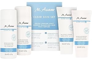 ‎M. ASAM M. Asam CLEAR SKIN Set – Gesichtsreinigungs-Set gegen Pickel & Hautunreinheiten beinhaltet Reinigungsgel (200ml), Klärungstonic (200ml), 24H Effect Cream (100ml) & Reinigungsmaske (100ml)