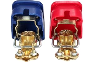 KEUGT Car Battery Clamps,Battery Clamps 12V,Quick Couplings Battery Quick Release Clamps,Leisure Battery Connectors for Car,Battery Pole Clamps Set with Cover for Car Motorcycle Truck Boat (Red Blue)