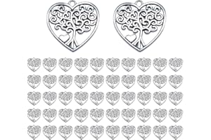 YHIJSR 50 Pezzi Albero della Vita Ciondoli Ciondolo in Acciaio Inossidabile Metallo Piatto Ciondoli Vuoti Ciondolo a Forma di Albero