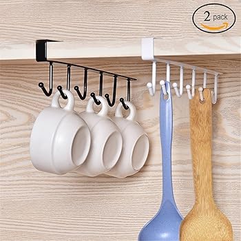 Ganci Porta Tazze Per Mobili Da Cucina, 2 Pezzi, A Forma Di W, In Metallo, Antiruggine, Sottopensile, Per Tazze E Bicchieri