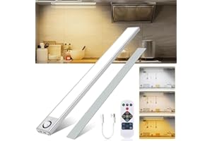 BOOTEEK 40CM Luz LED Armario con Sensor Movimiento, 4000mAh USB Recargable Lampara Armario Luz Nocturna con Control Remoto, 3Modos Regulable Magnética Luces LED Cocina para Gabinete,Pasillo,Escaleras