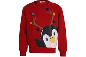 A2Z 4 Kids Girls Boys Christmas Cute Penguin Face Comfortable Sweatshirt Soft Fleece Round Neck Long Sleeve Xmas Shirts Fashionable Trendy Jumper For Unisex Kids 2-13 Years