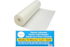 CAELLUMA Plástico Cubretodo Transparente · Reutilizable Y Reciclable · Protector Para Pintar · Film Plástico Para Cubrir Muebles · Protección Antimanchas · Fácil De Cortar Y Usar
