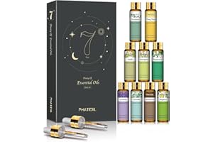 PHATOIL Pure Essential Oils Set, Aromatherapy Essential Oils Gift Set for Diffuser, Humidifier, Premium Quality Essential Oil Kit for Soap Candle Making, Home Office Car Hotel, 9 Pcs x 10ml