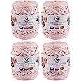 NESTNHAVEN Creative Cotton T-Shirt Yarn Carpet, Knitting Yarn for Hand Knitting DIY Bags, Baskets, Blanket, Cushion Crocheting Projects 200 GMS (Baby Pink) | (400 Gm)