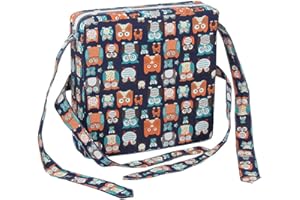 Chickwin Coussin Rehausseur Chaise Enfant, Chaise Haute Bébé Portable Réhausseur Coussin de Siège Ajustable Démontable Confortable Eponge Coussins pour Salle à Manger (hibou bleu,32x32x8cm)