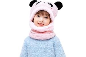 Balakaka Set Cappello Sciarpa Bambini, Carino Morbido e Leggero Bambino Sciarpe con Cappuccio, Invernale Caldo Cappello Foderato in Pile per Bambini Regalo