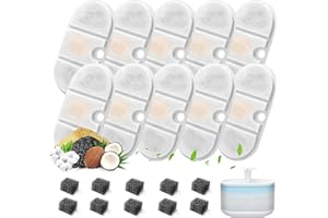 ANYUAN BOY 10 Packs Pet Water Fountain Filter Compatible with 2.1L Cat PLWF002 - Replacement Set with Activated Carbon and Foam Sponge (10pcs Each)