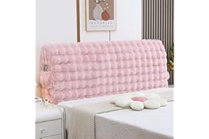 Hearda Solid Color Elastic Bed Headboard Cover, All-inclusive Universal Dustproof Protector Cover, Soft Fluffy Headboard Slipcover Edge Bed Head Cover For Bedroom Decor (150cm,Pink)