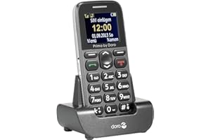 Primo 215 by Doro GSM Mobiltelefon mit Tischladestation (Notruftaste, Bluetooth, Taschenlampe) grau