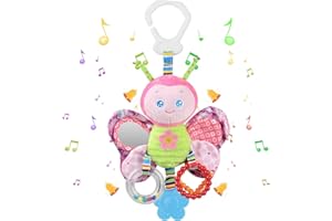 WolinTek Bébé Jouet de Poussette Peluche, Berceau Hochet Jouets Animales, Doux, Dentition pour 3 6 9 12 garçons et Filles,Meilleur Cadeau d'anniversaire (Butterfly)