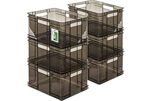 ‎PAFEN PAFEN 6x Euro Stapelbox 28l - 43 x 35 x 24 cm - Aufbewahrungsbehälter Euro-box Transparent Stapelkasten Transport Eurobehälter aus PP, Schwarz