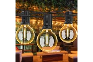 Bomcosy Outdoor String Lights LED Mains Powered, G40 50FT Globe Bulb String Lights with 25+1 Shatterproof Bulbs, Waterproof Garden Patio String Lights for Balcony, Bistro, Wedding, WarmWhite 2700K