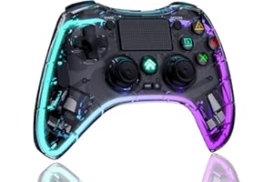 Gaaqii Manette PS4, RVB Manette sans Fil pour PS4 avec Turbo, Macro M1/M2, Manette de Jeu Compatible pour PS4/Pro/Slim/PC avec Fonction Audio/Double Vibration/Pavé Tactile/Gyroscope à 6 Axes