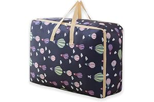 TEARMIER Duvet Storage Bags with Zips, Jumbo Storage Bag Waterproof Heavy Duty Oxford Laundry Bags, 84L Big Bag for Moving, Duvet Bag Underbed Storage Bags, Clothes, Quilt, Blankets, Bedding(Blue Ballon)