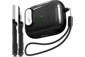 RFUNGUANGO per custodia Airpod Pro (2023/2022/2019) con serratura, fibra di carbonio, custodia Airpods Pro 2a generazione/1a generazione nera (cavo USB-C/Lightning),Bianco