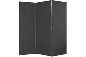 DESHOME - Separe divisorio interno dal design moderno, tessuto idrorepellente struttura in legno 3 ante - Separè divisorio paravento richiudibile pieghevole (Nero grafite)