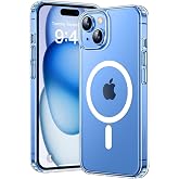 [SARARMAZ] iPhone 15 ile uyumlu Crystal Clear Mika Mag-Safe Emici Şeffaf Kılıf (Şeffaf Magsafe Mika Sararmaz, iPhone 15)