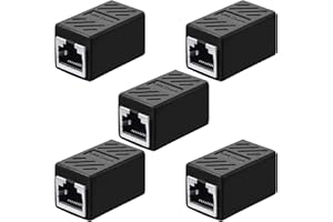 FRIENDA 5 Pieces RJ45 Coupler, Ethernet Extension Adapter Network Connector for Cat7/Cat6/Cat5e/Cat5 Ethernet Network Cable Coupler Female to Female (Black)