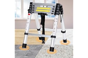 Eulenke 2,0 m + 2,3 m scala alluminio - 6 + 7 gradini scaletta pieghevole - 150 kg Capacità portante - multifunzione scala allungabile