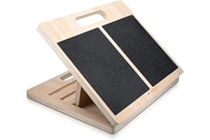 Navaris Planche Inclinée en Bois - Plateforme Etirement Mollets & Chevilles Ajustable pour Tous les Âges - Plan Incliné Reeducation Mollet - Pour Coureurs & Autres Athlètes