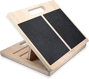 Pedana Inclinata Fitness 3 In 1 In Legno - Tavola Per Stretching Polpacci Ed Equilibrio, Regolabile 5 Angoli (15°-35°)